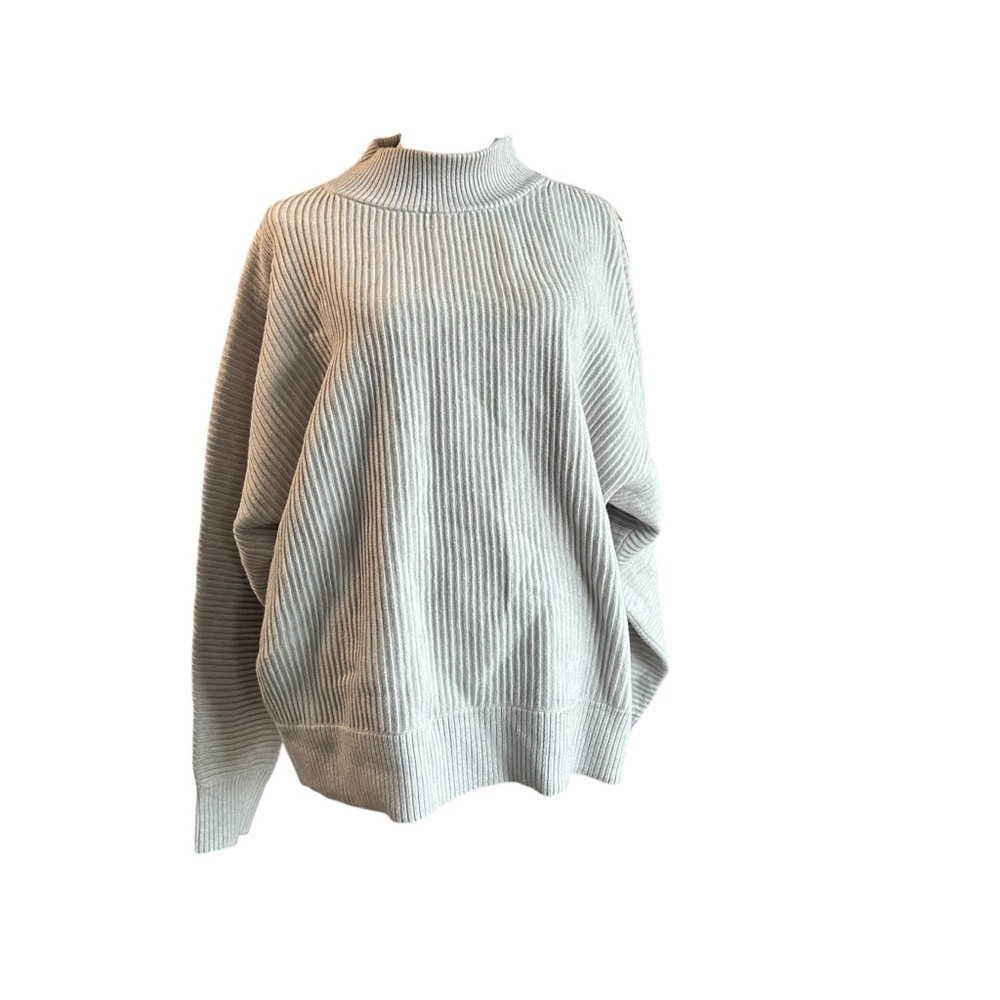 Tahari Gray Cowl Neck Sweater with Ribbed Texture - Picture 1 of 9